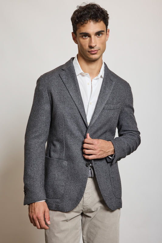 VESTE CHEVRONS EN LAINE ANTHRACITE
