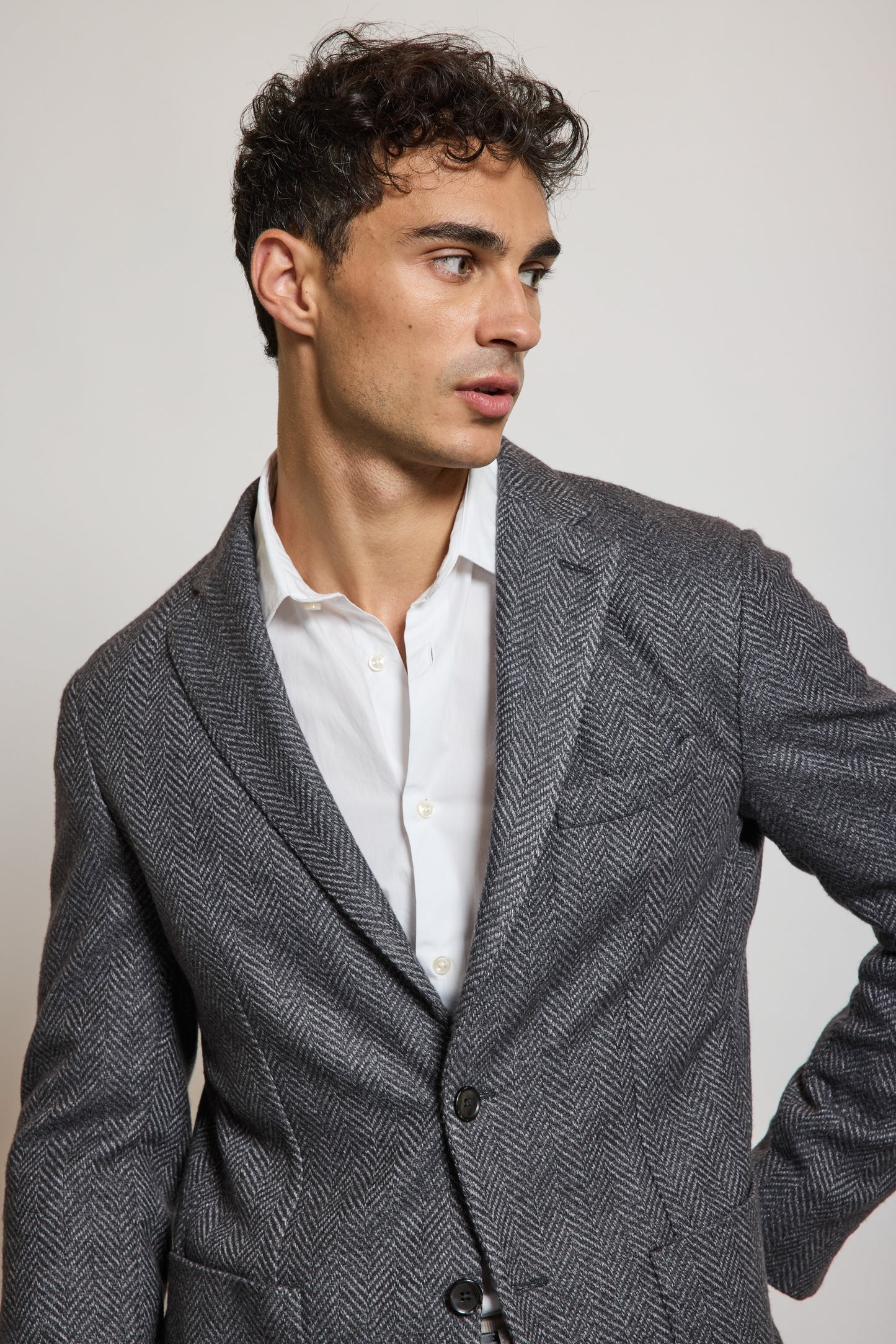 VESTE CHEVRONS EN LAINE ANTHRACITE