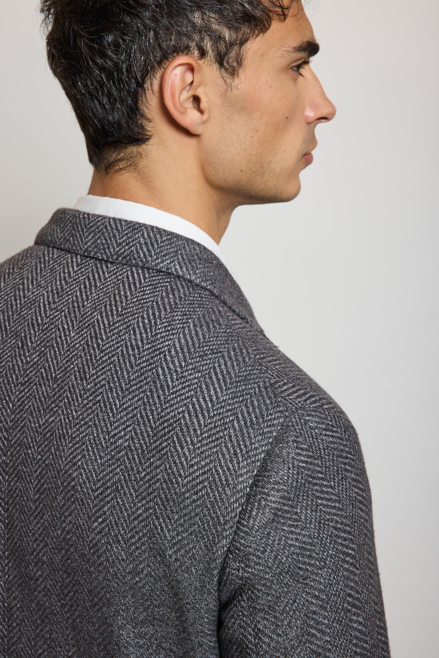 VESTE CHEVRONS EN LAINE ANTHRACITE