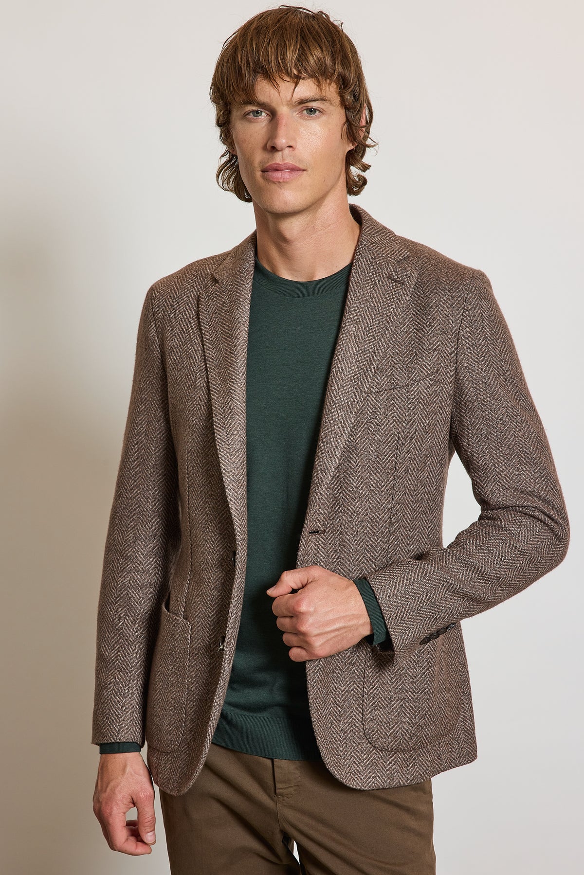 VESTE CHEVRONS EN LAINE CAPPUCINO