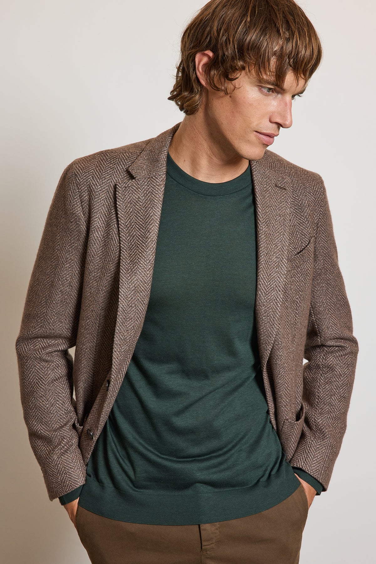 VESTE CHEVRONS EN LAINE CAPPUCINO