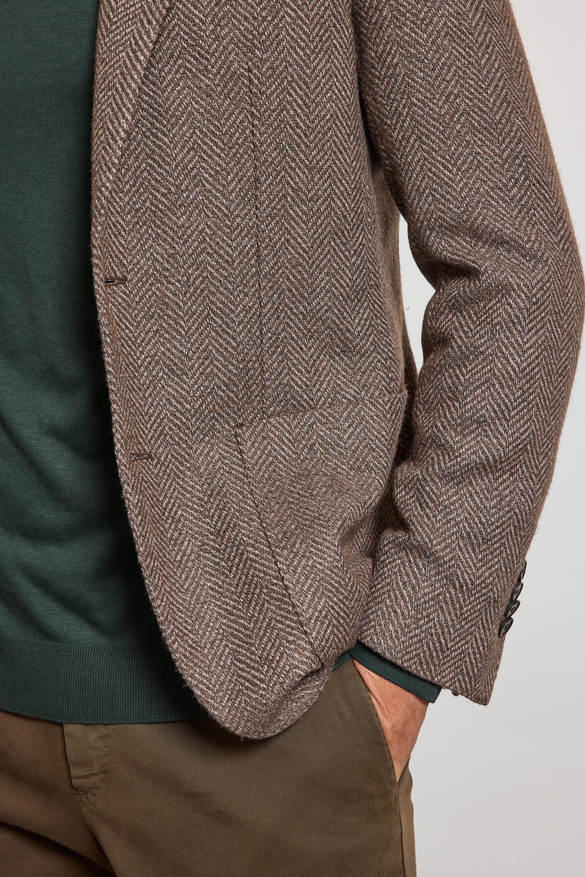VESTE CHEVRONS EN LAINE CAPPUCINO