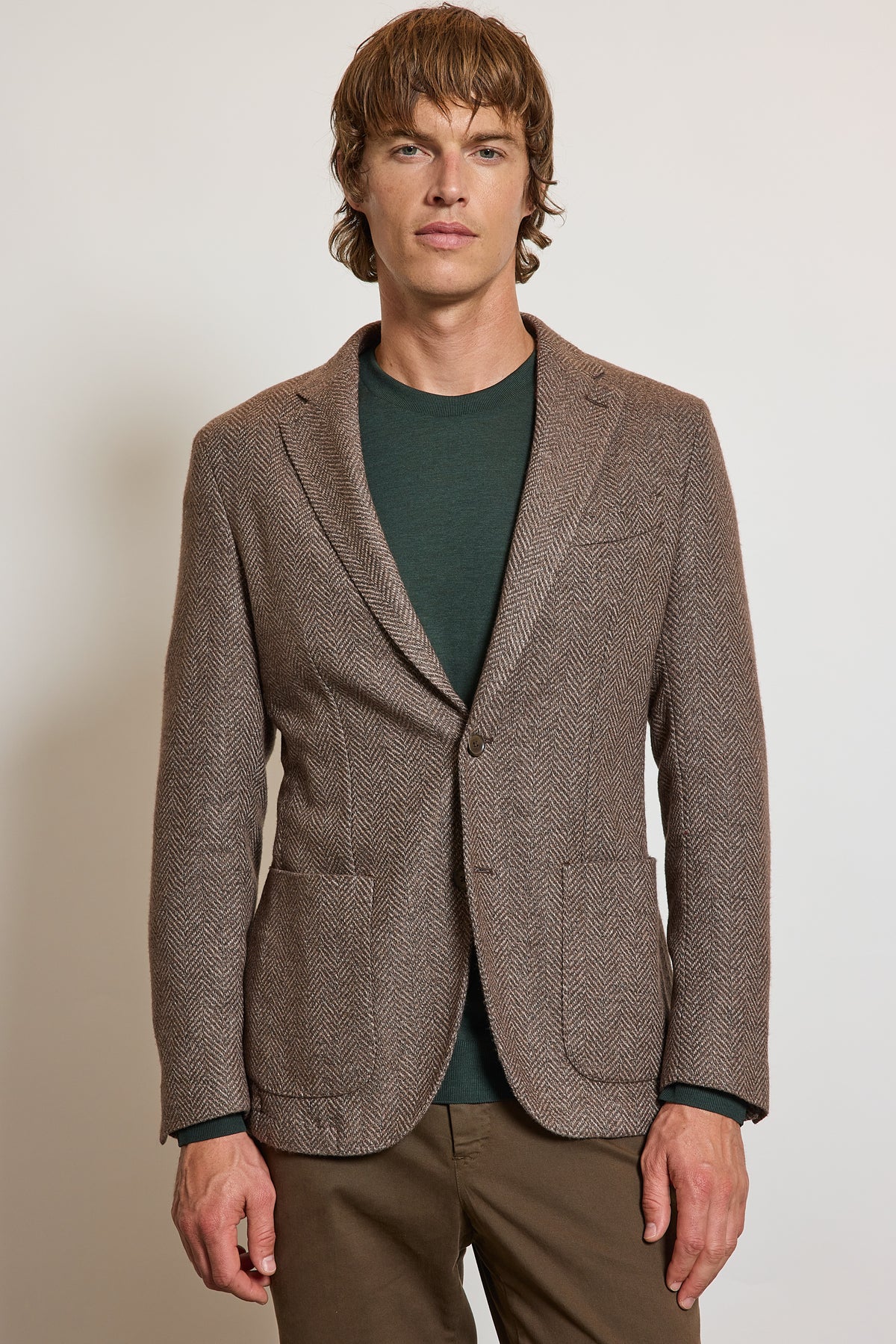 VESTE CHEVRONS EN LAINE CAPPUCINO
