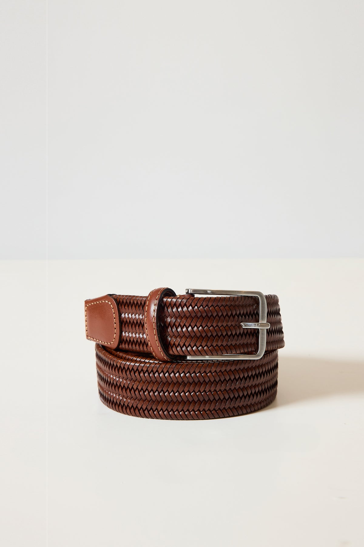 CEINTURE CUIR TRESSE COGNAC