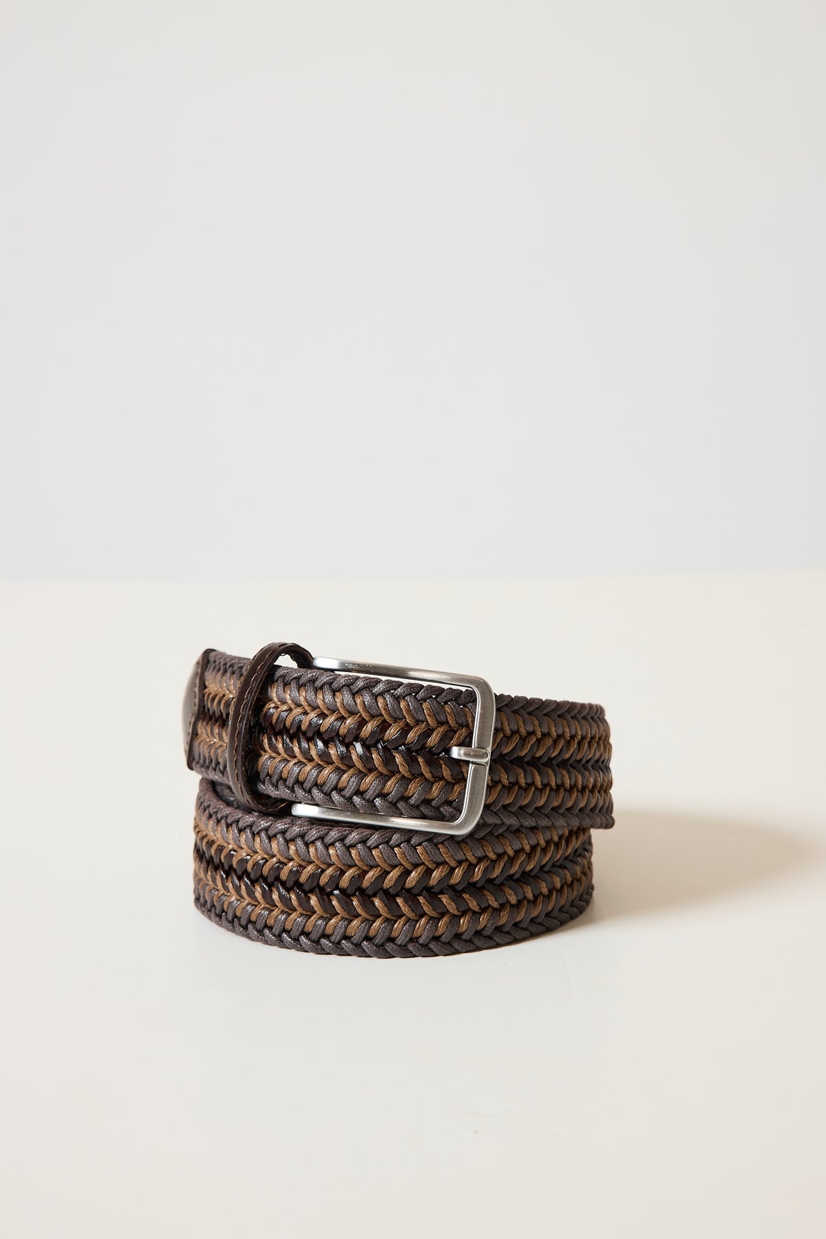 CEINTURE EN CUIR & COTON CHOCOLAT
