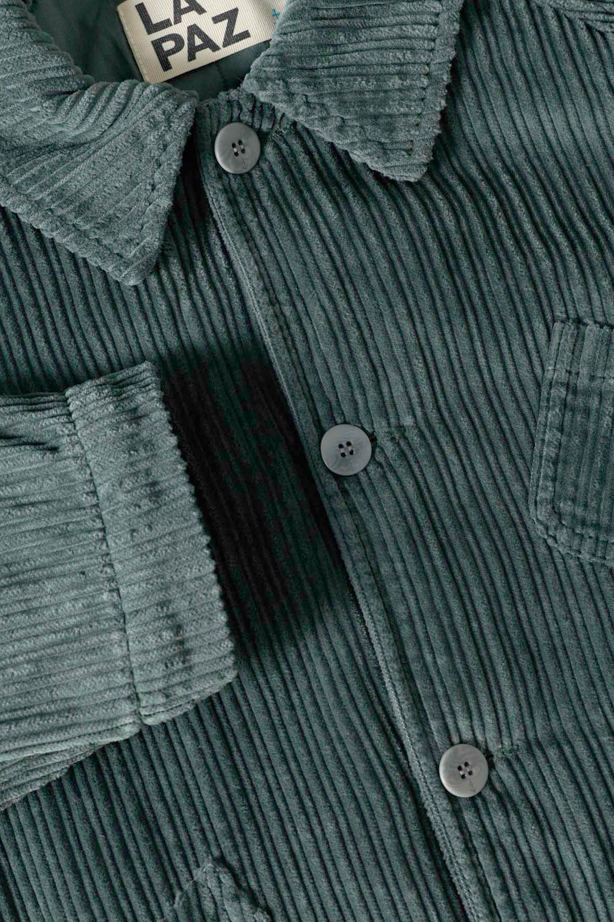 BLOUSON EN VELOURS COTELÉ VERT LAGON