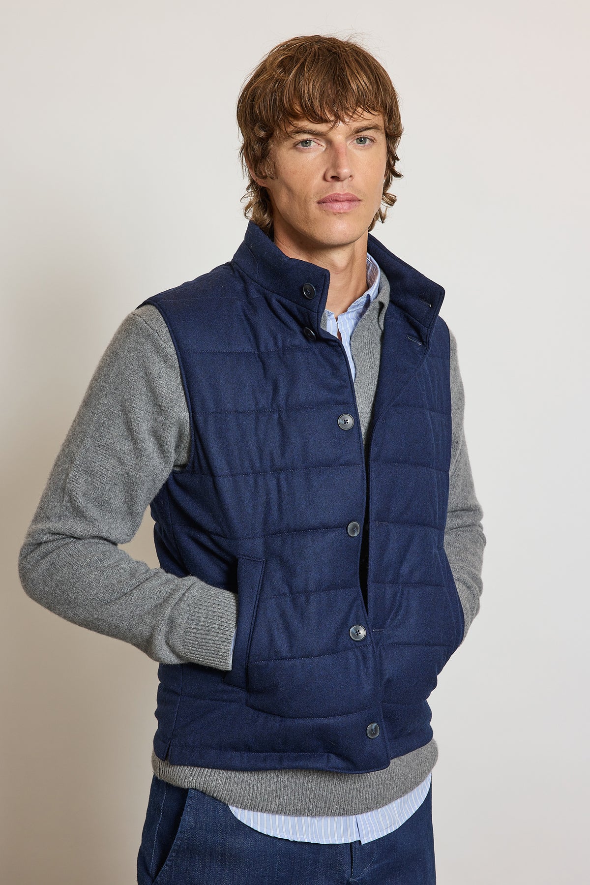 GILET EN LAINE MARINE