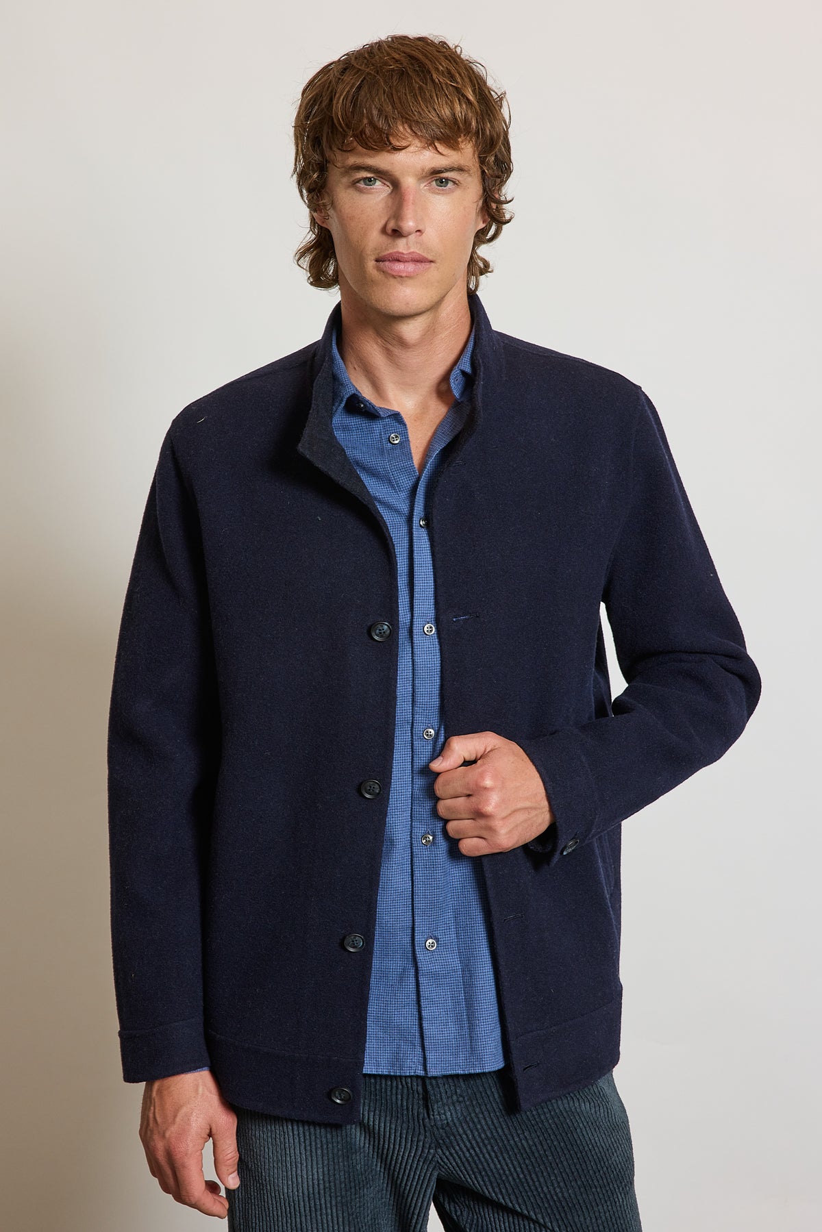 BLOUSON EN LAINE MARINE