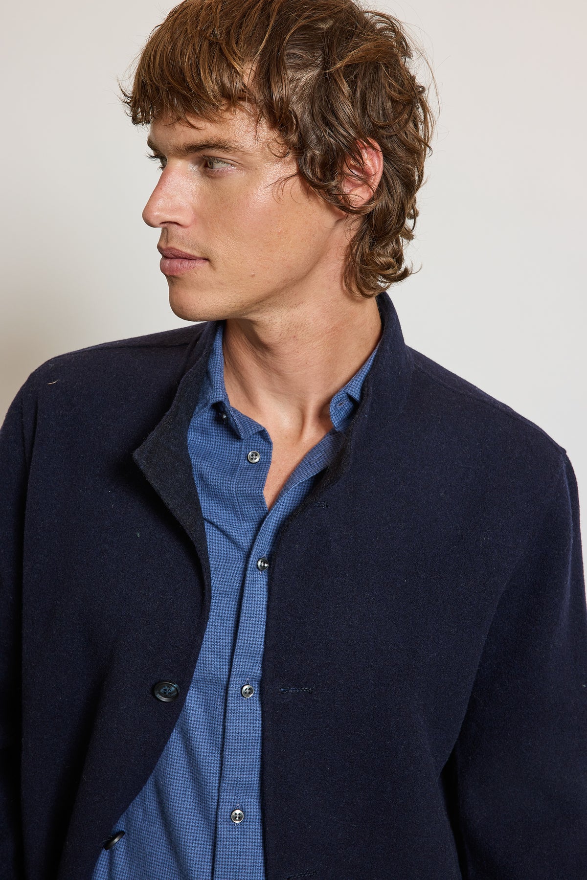 BLOUSON EN LAINE MARINE