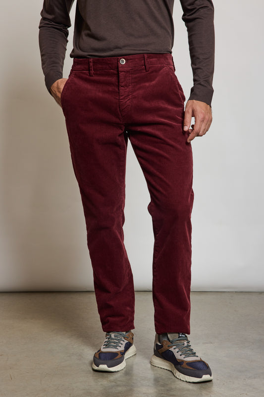 PANTALON VELOURS AUBERGINE
