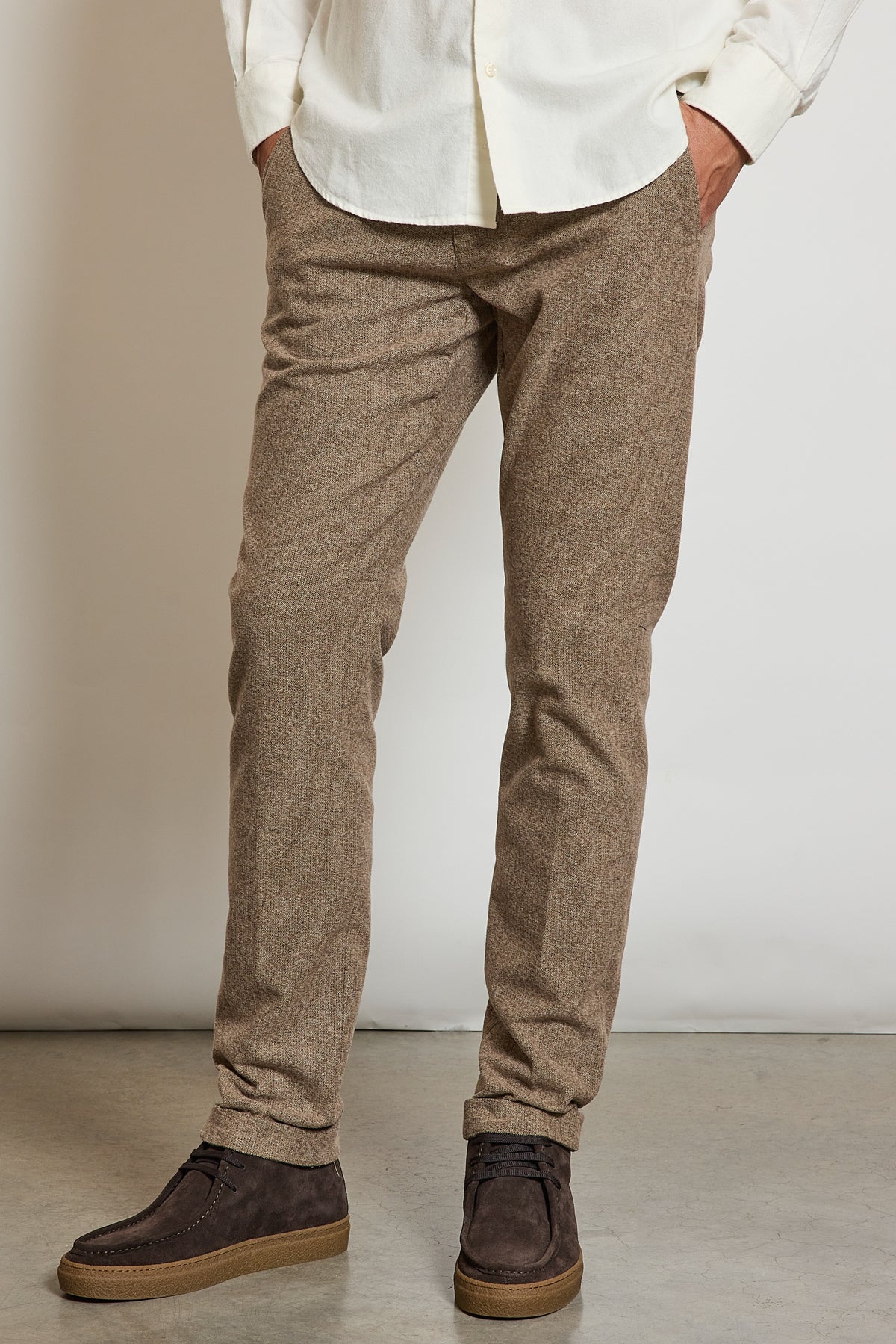 PANTALON TWEED CHEVRONS BEIGE