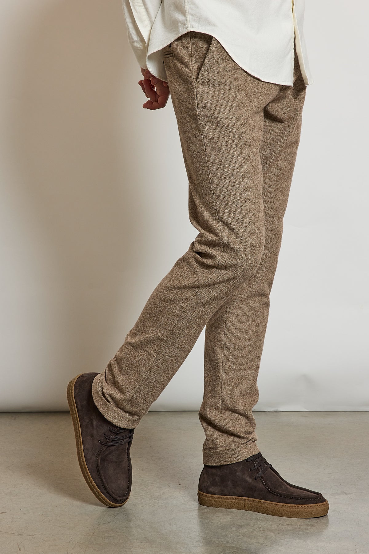 PANTALON TWEED CHEVRONS BEIGE
