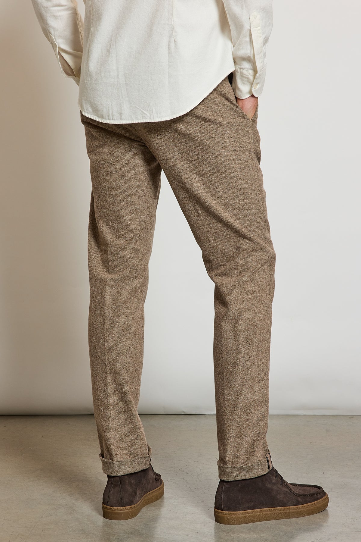 PANTALON TWEED CHEVRONS BEIGE