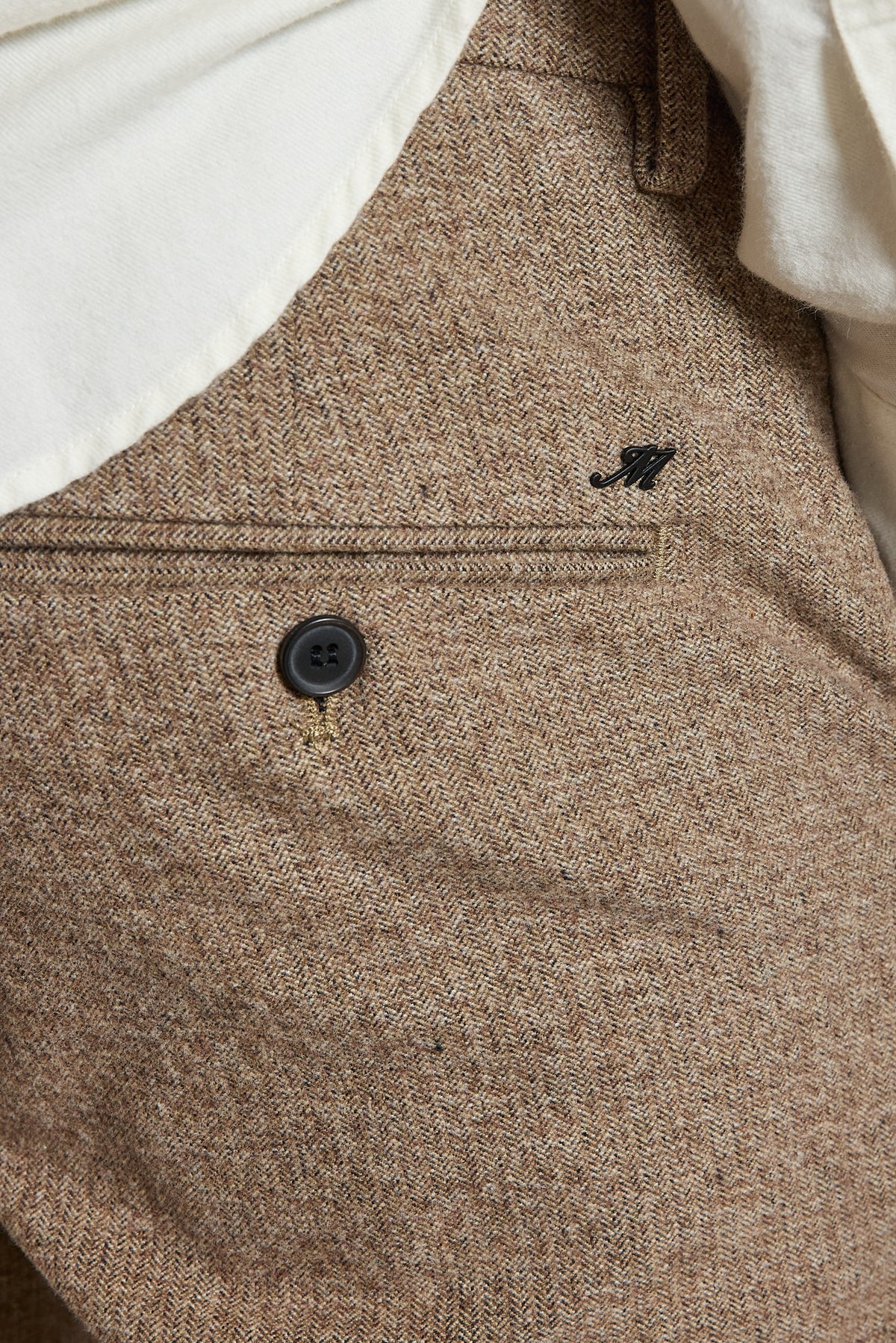 PANTALON TWEED CHEVRONS BEIGE