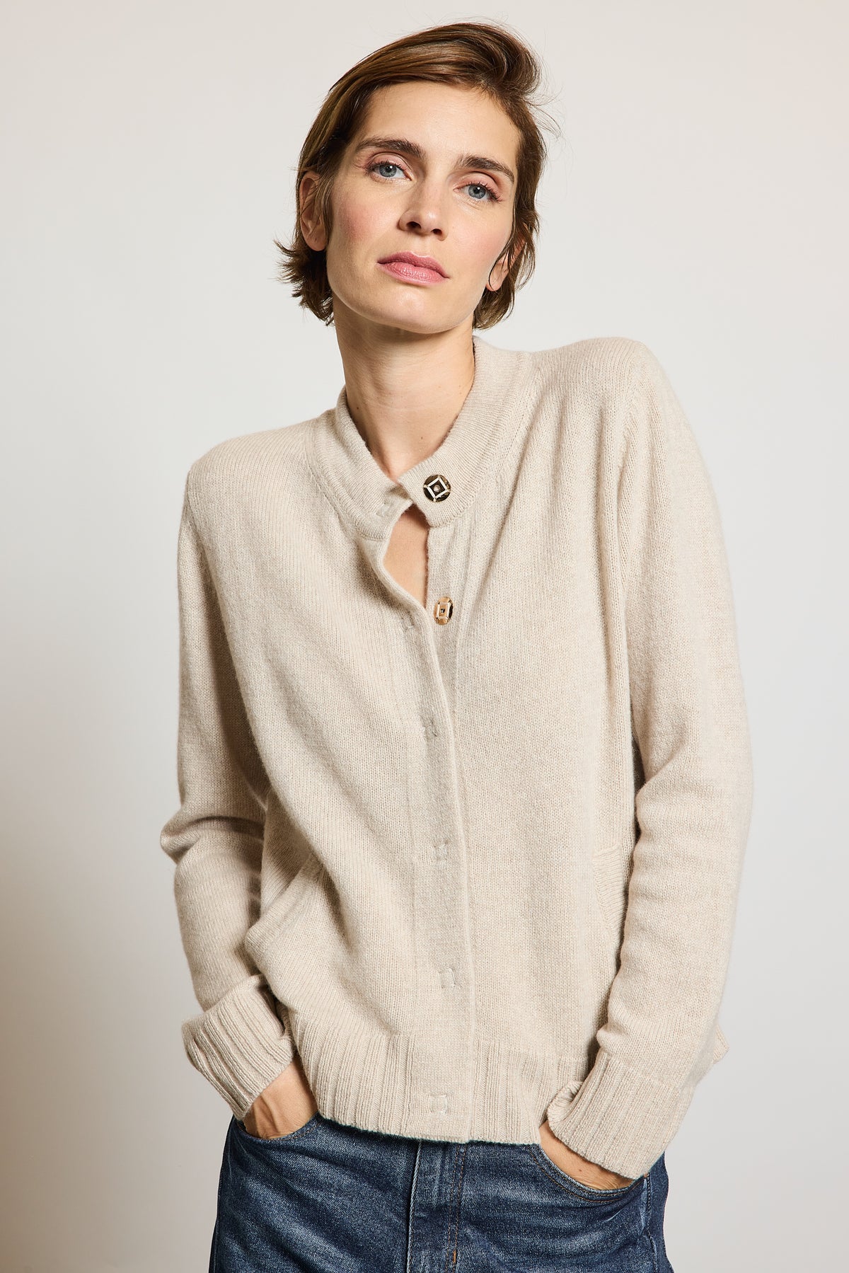 BLOUSON EN CACHEMIRE BEIGE