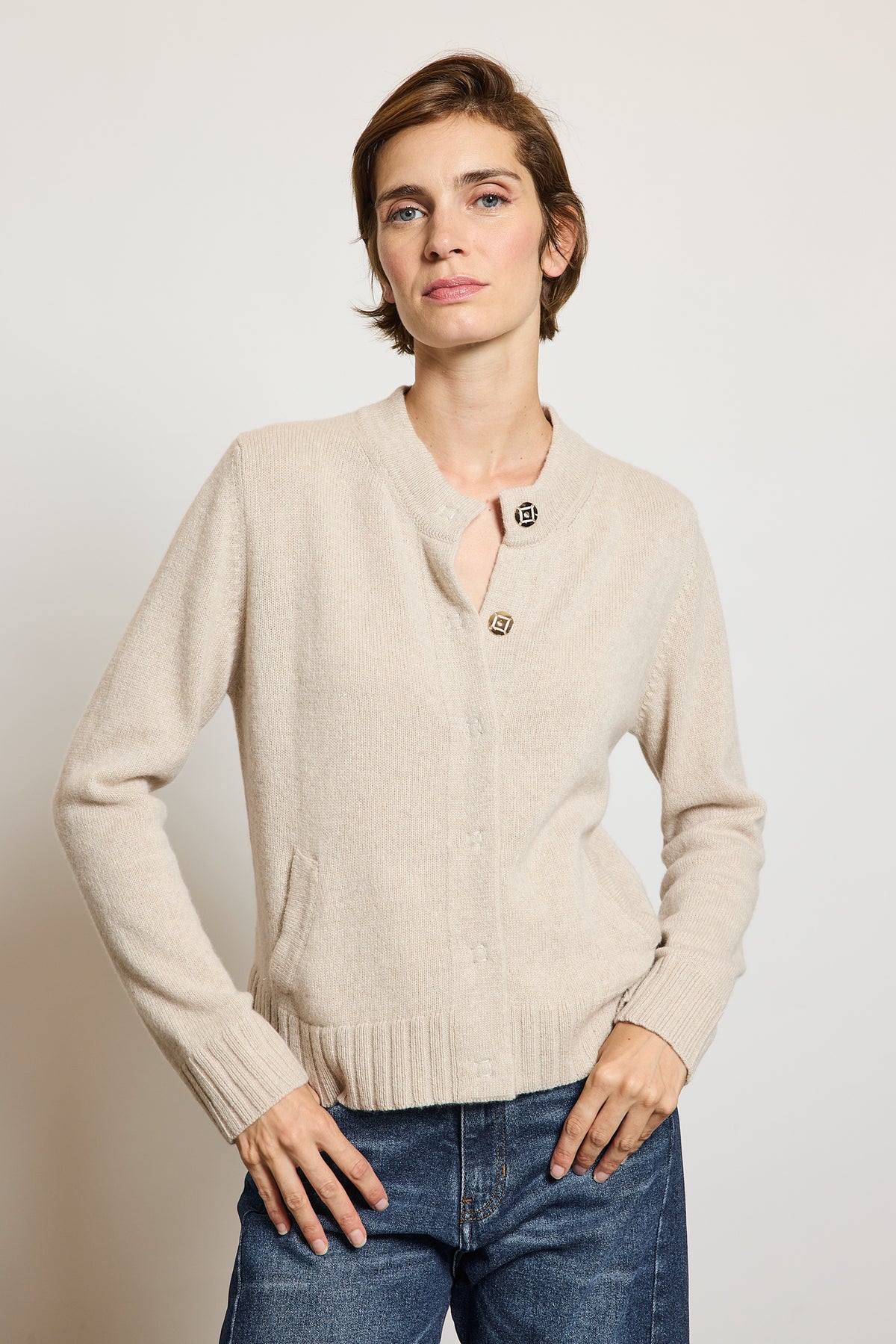 BLOUSON EN CACHEMIRE BEIGE