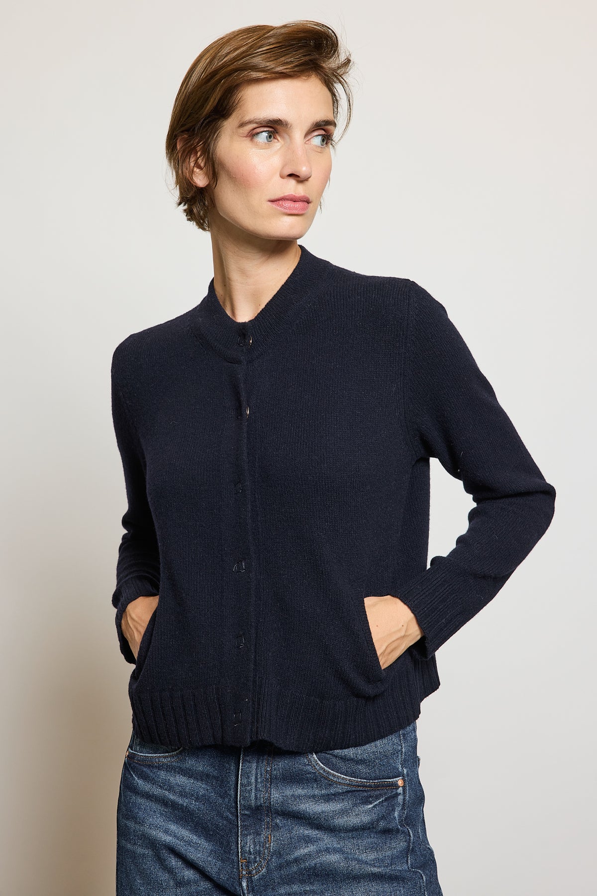 BLOUSON EN CACHEMIRE MARINE