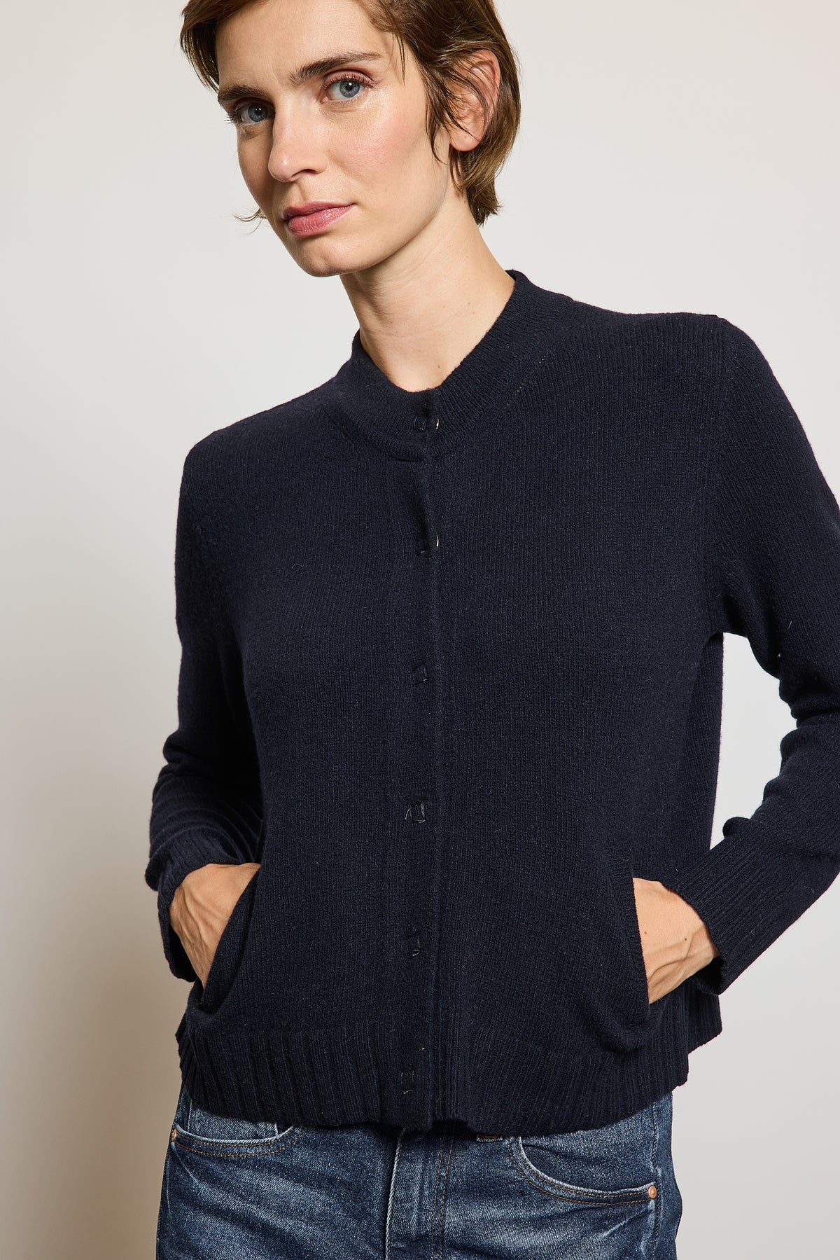 BLOUSON EN CACHEMIRE MARINE