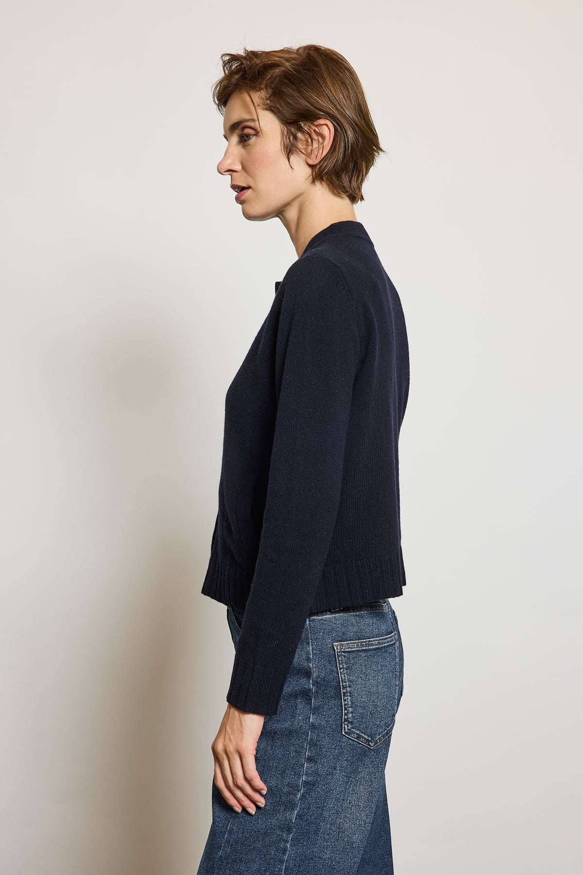 BLOUSON EN CACHEMIRE MARINE