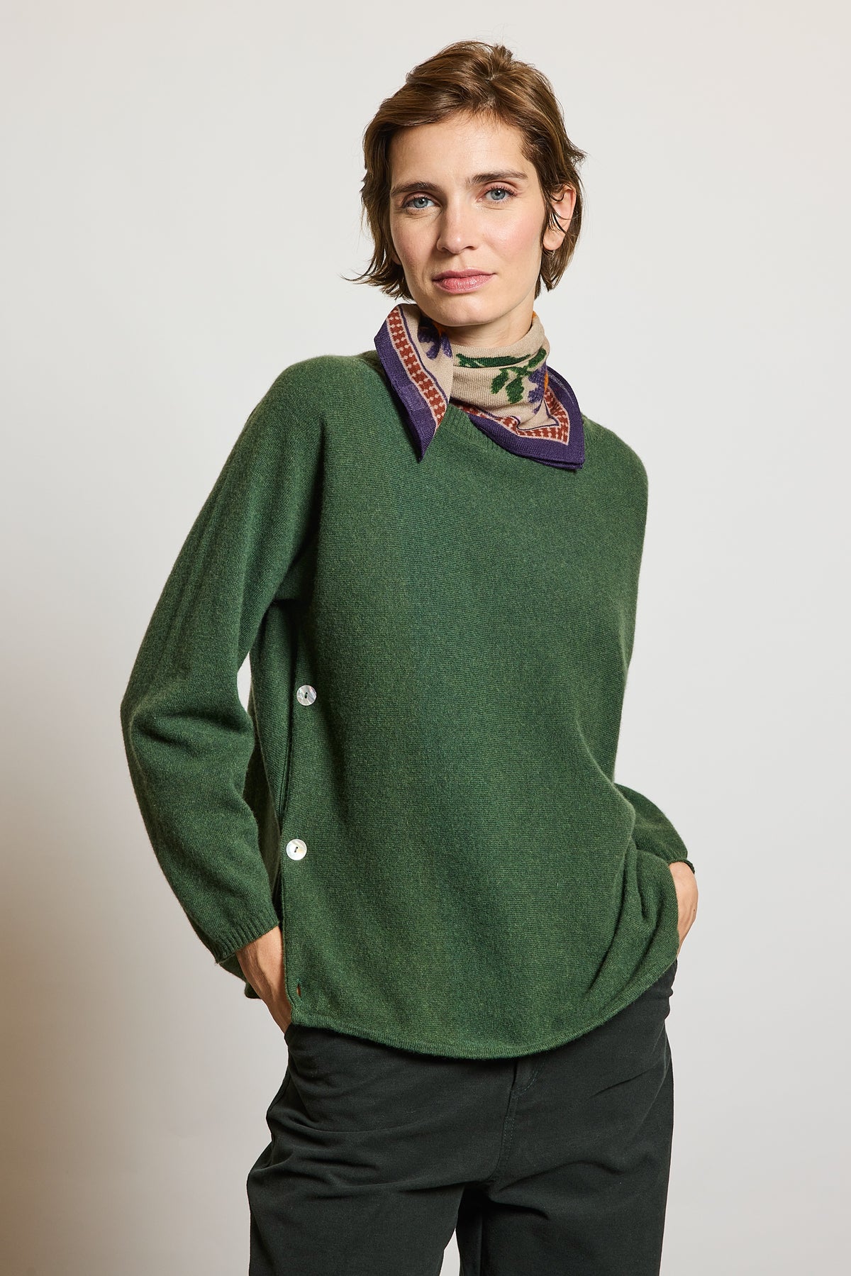 WOOL CASHMERE SWEATER FORESTGREEN
