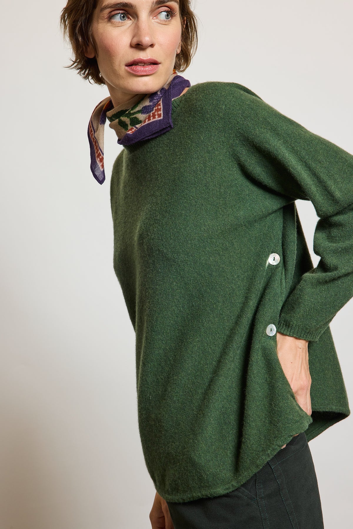 WOOL CASHMERE SWEATER FORESTGREEN