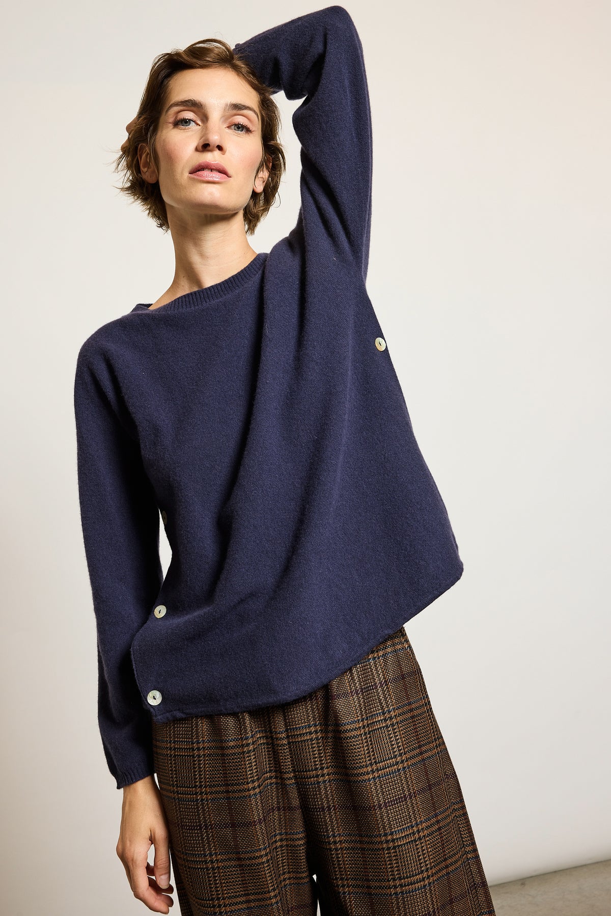 PULL EN LAINE ET CACHEMIRE MARINE