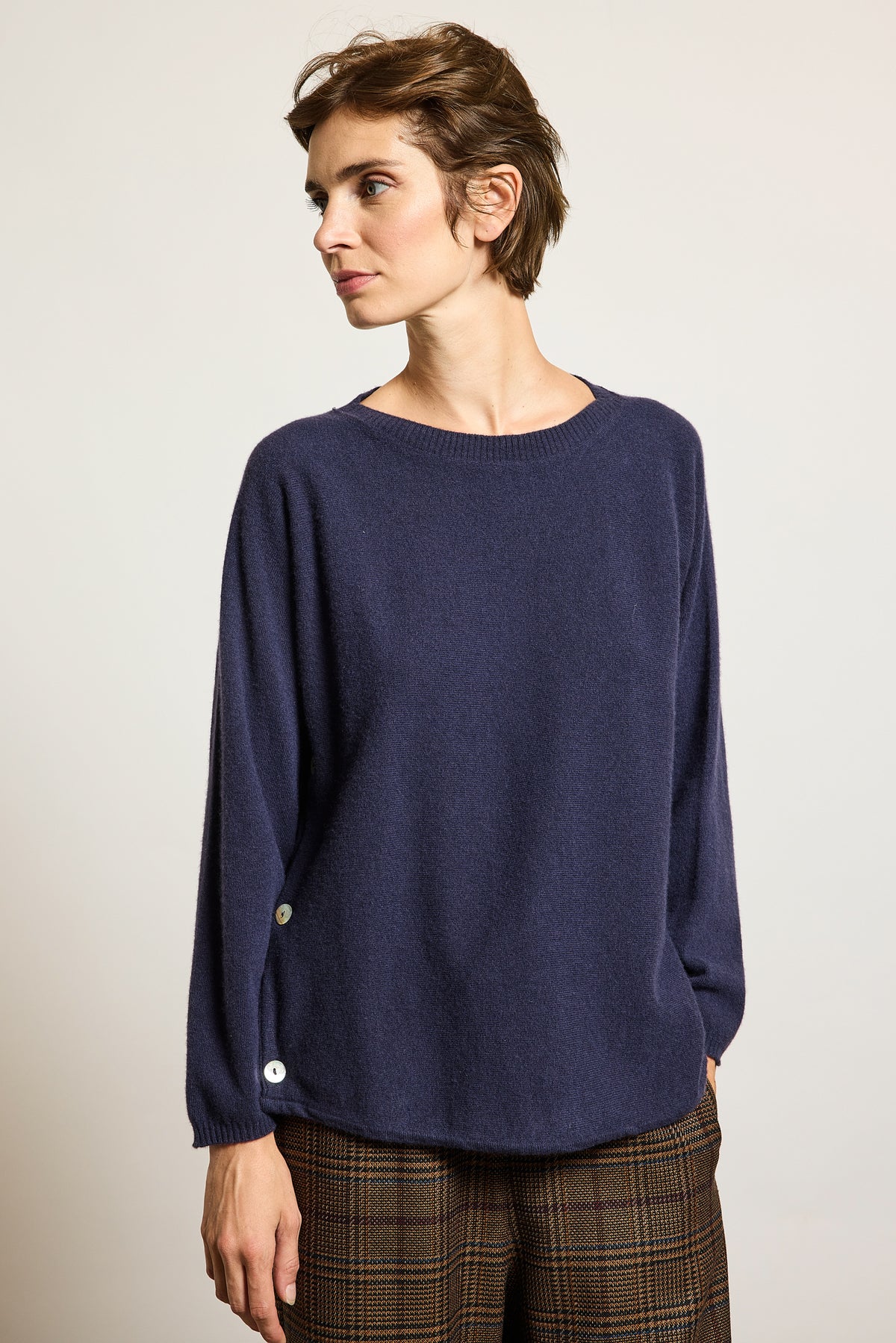 PULL EN LAINE ET CACHEMIRE MARINE