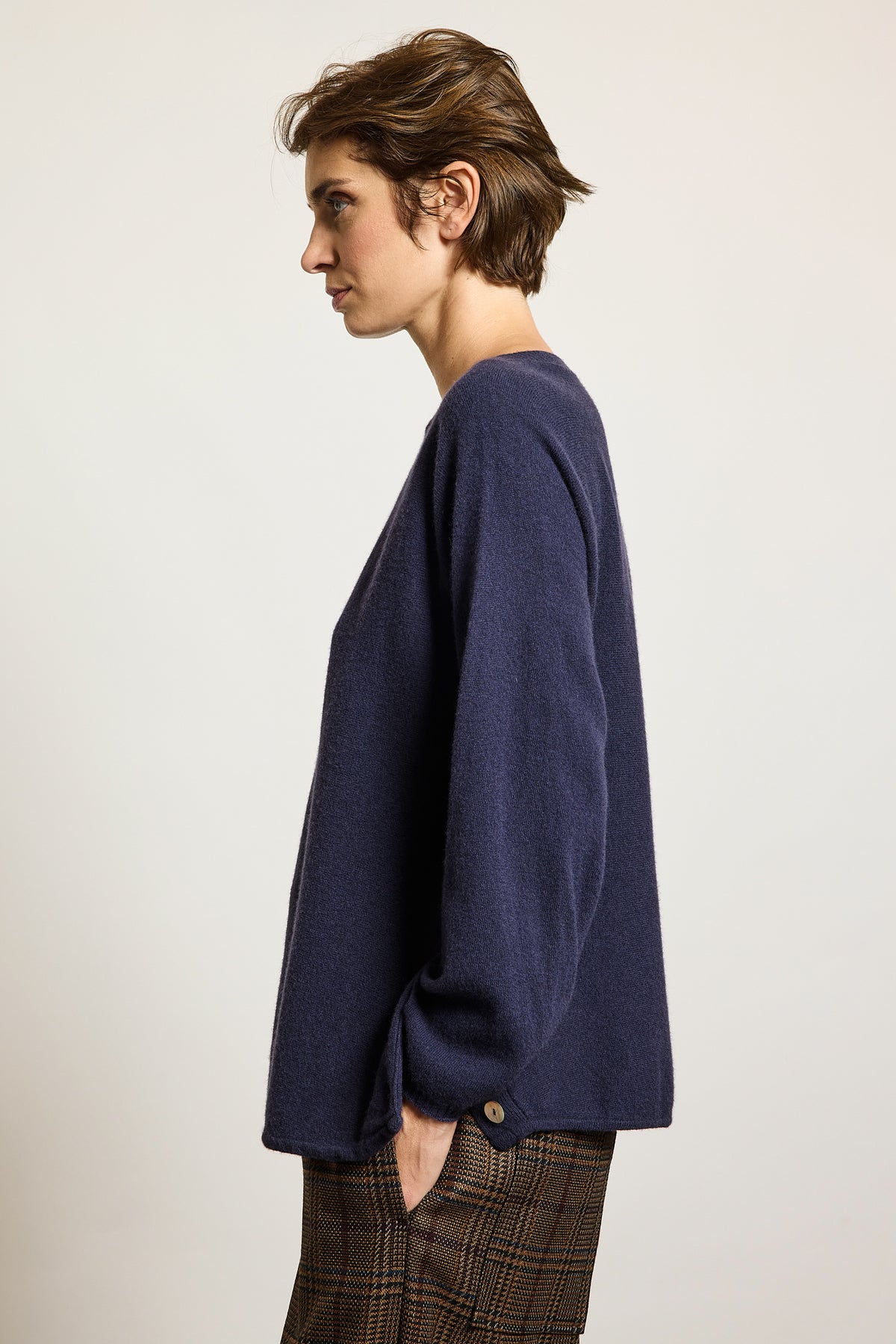 PULL EN LAINE ET CACHEMIRE MARINE