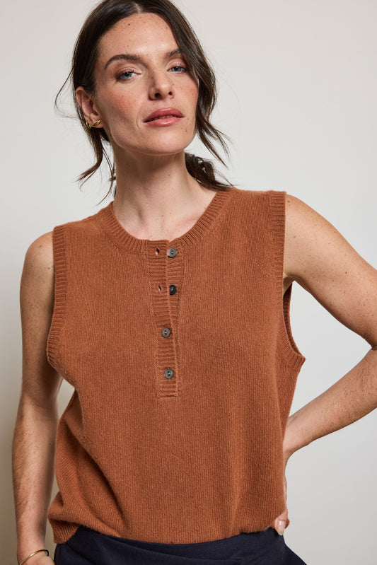 WOOL CASHMERE HENLEY TOFFE