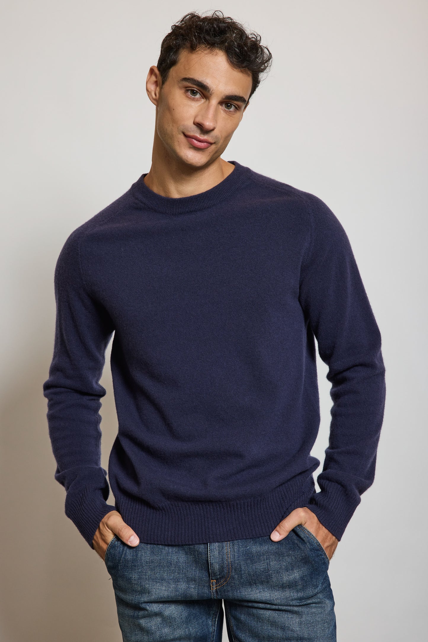 PULL EN LAINE ET CACHEMIRE MARINE