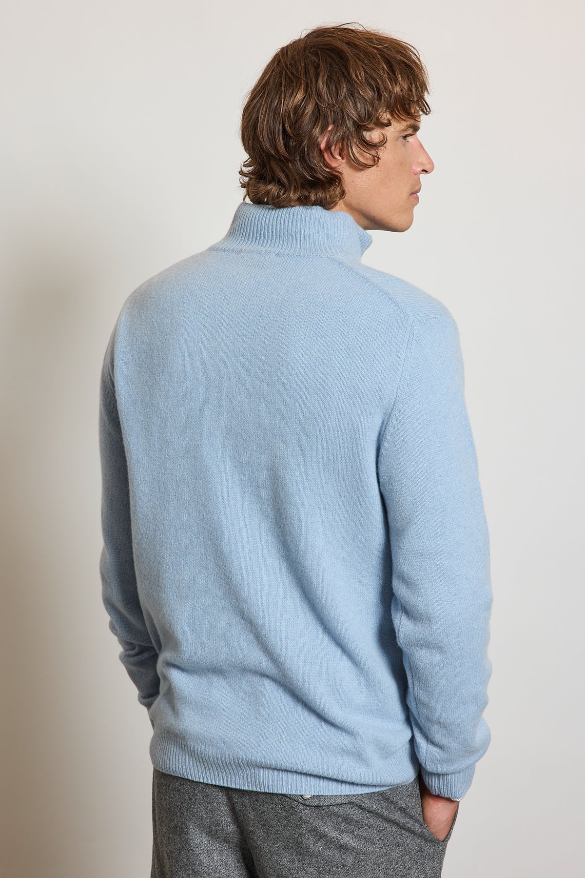 ZIP-NECK CASHMERE SWEATER SKY