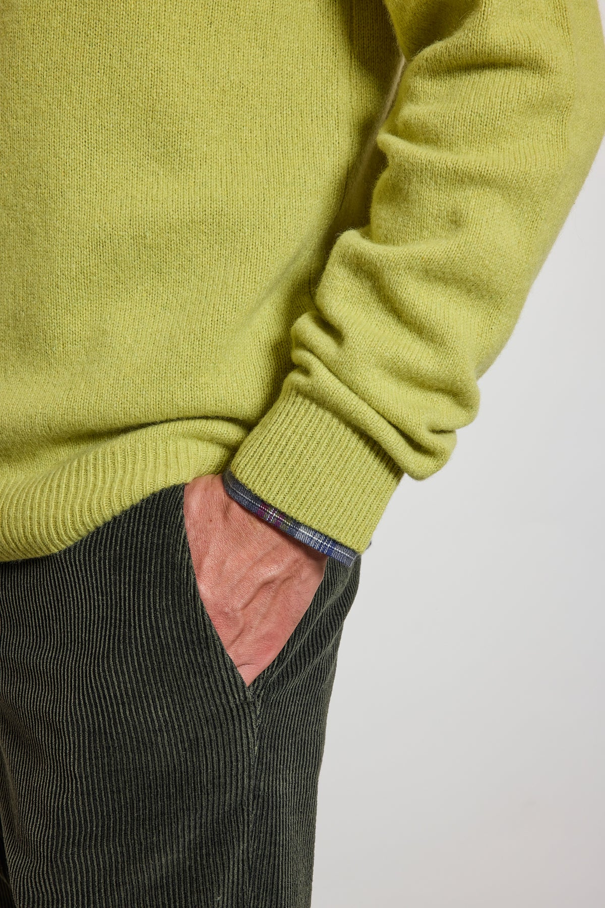 ZIP-NECK CASHMERE SWEATER LIME