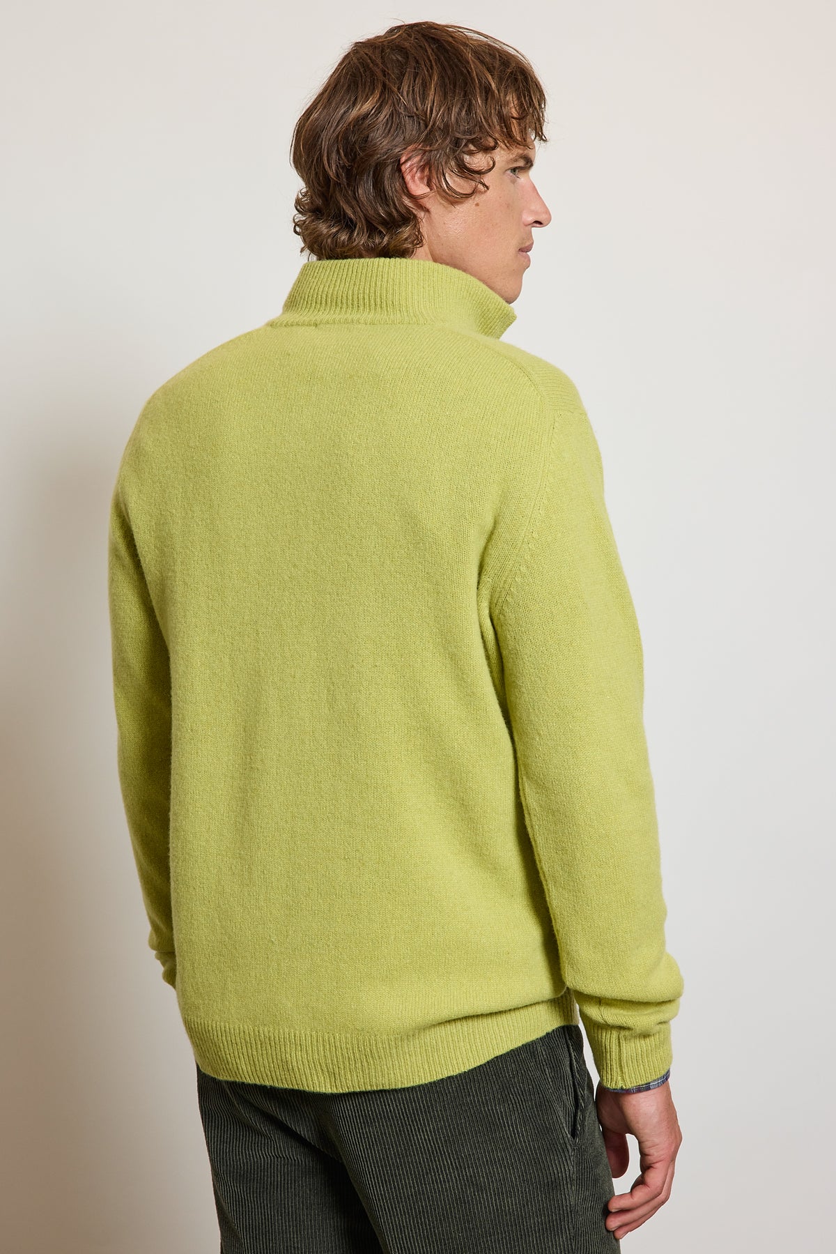ZIP-NECK CASHMERE SWEATER LIME