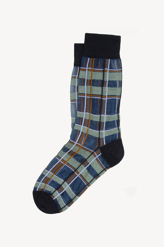 CHAUSSETTES EN VOILE CARREAUX MARINE