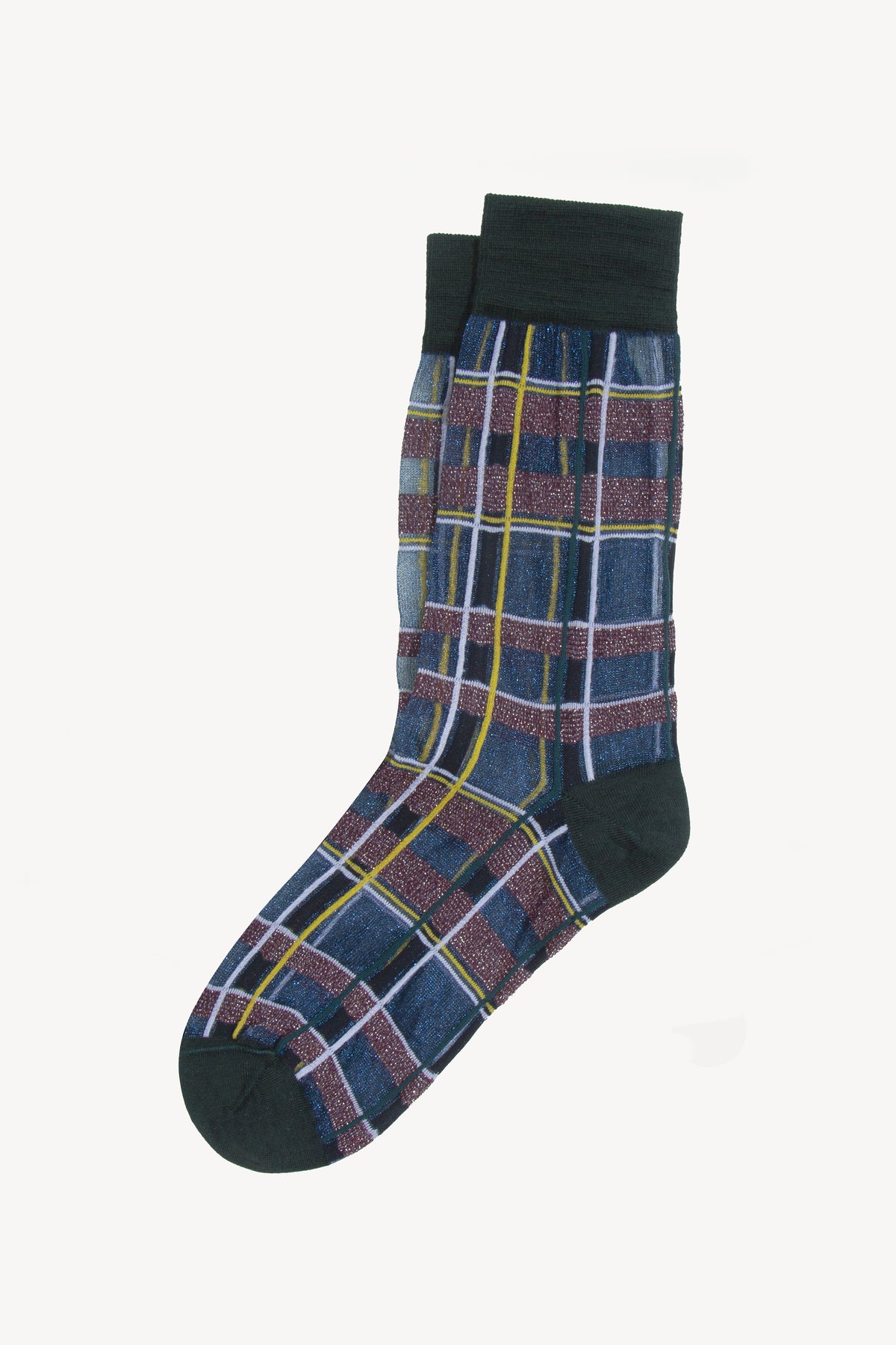 SHEER SOCKS CHECKS GREEN