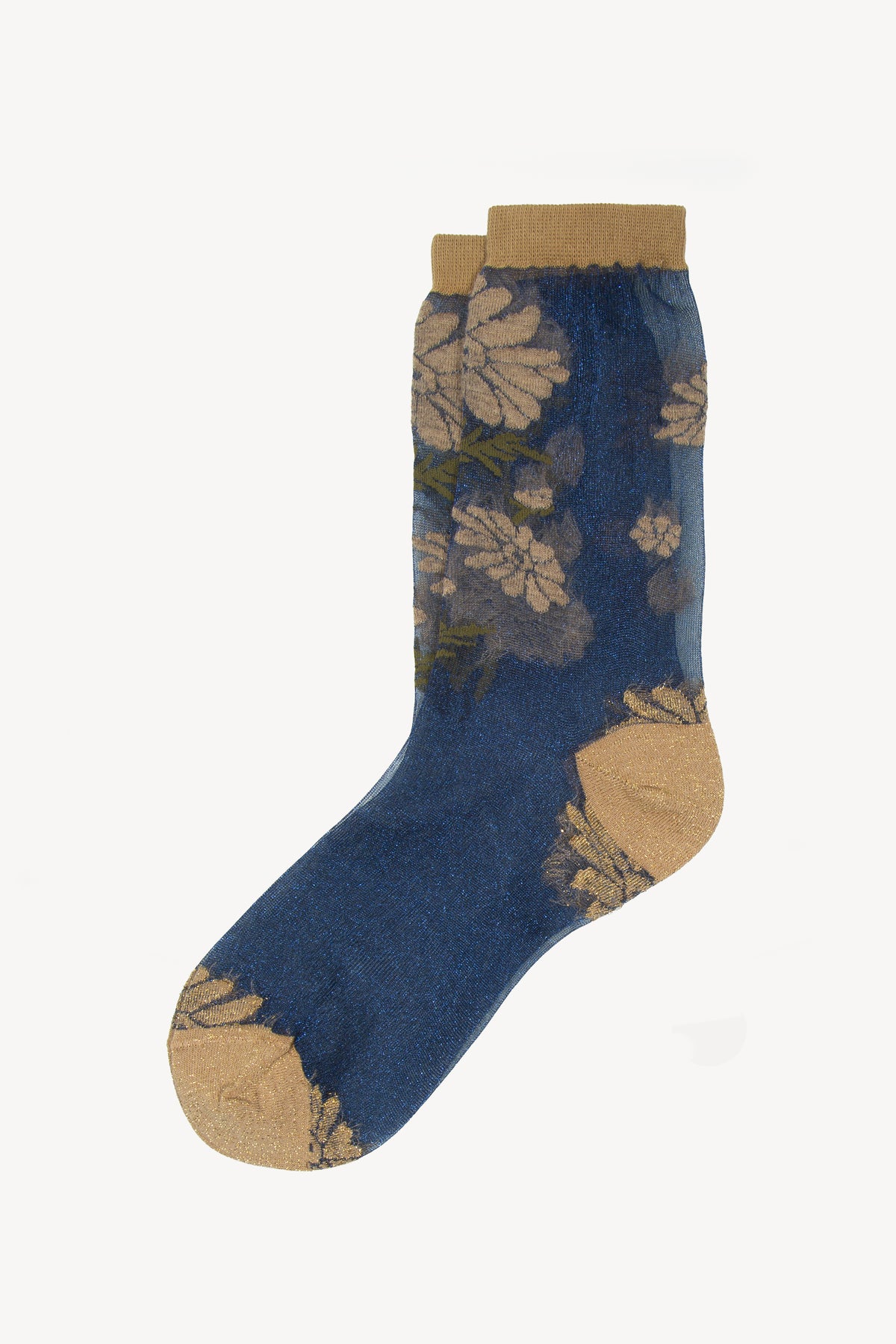 SHEER SOCKS FLOWERS BEIGE