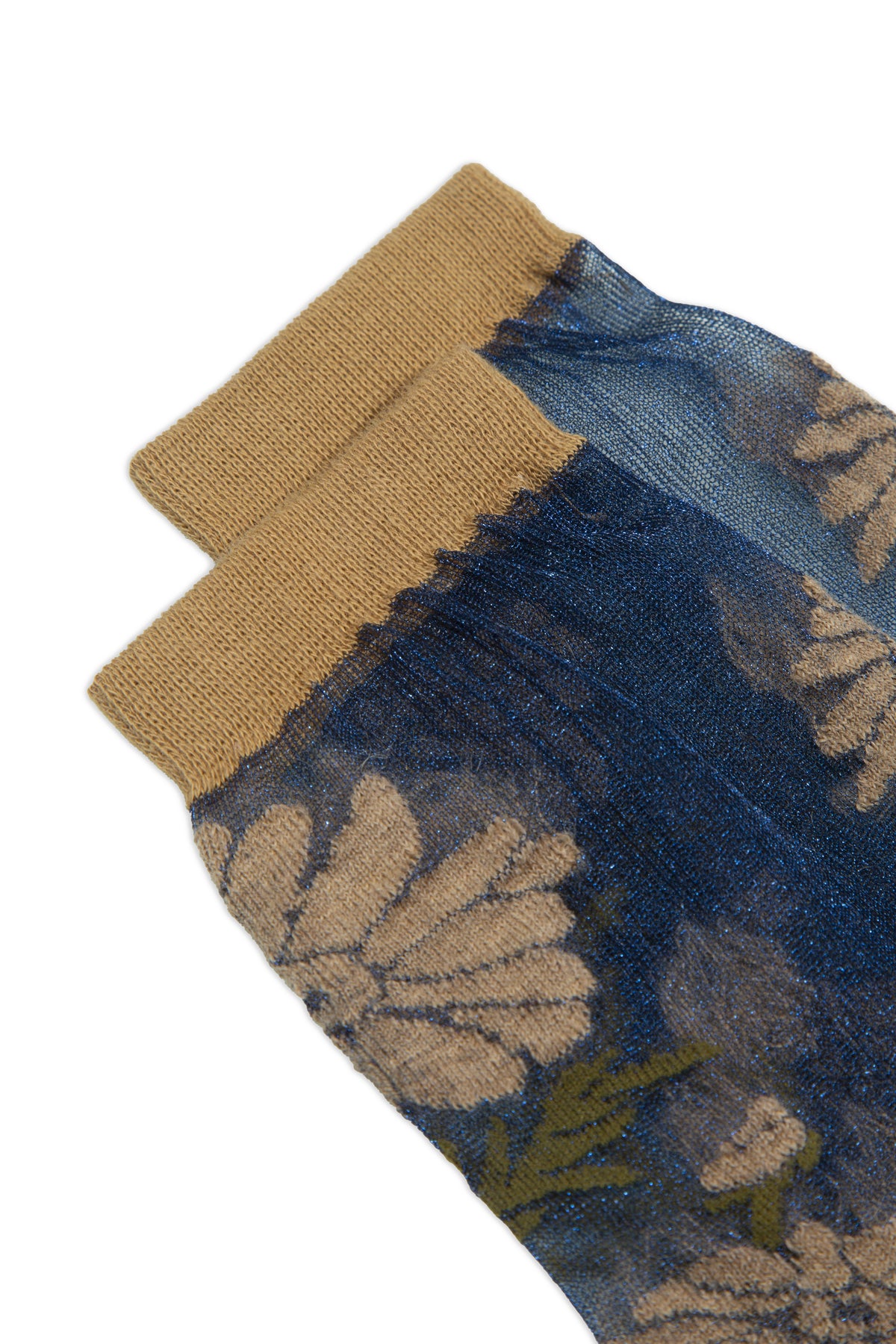 SHEER SOCKS FLOWERS BEIGE
