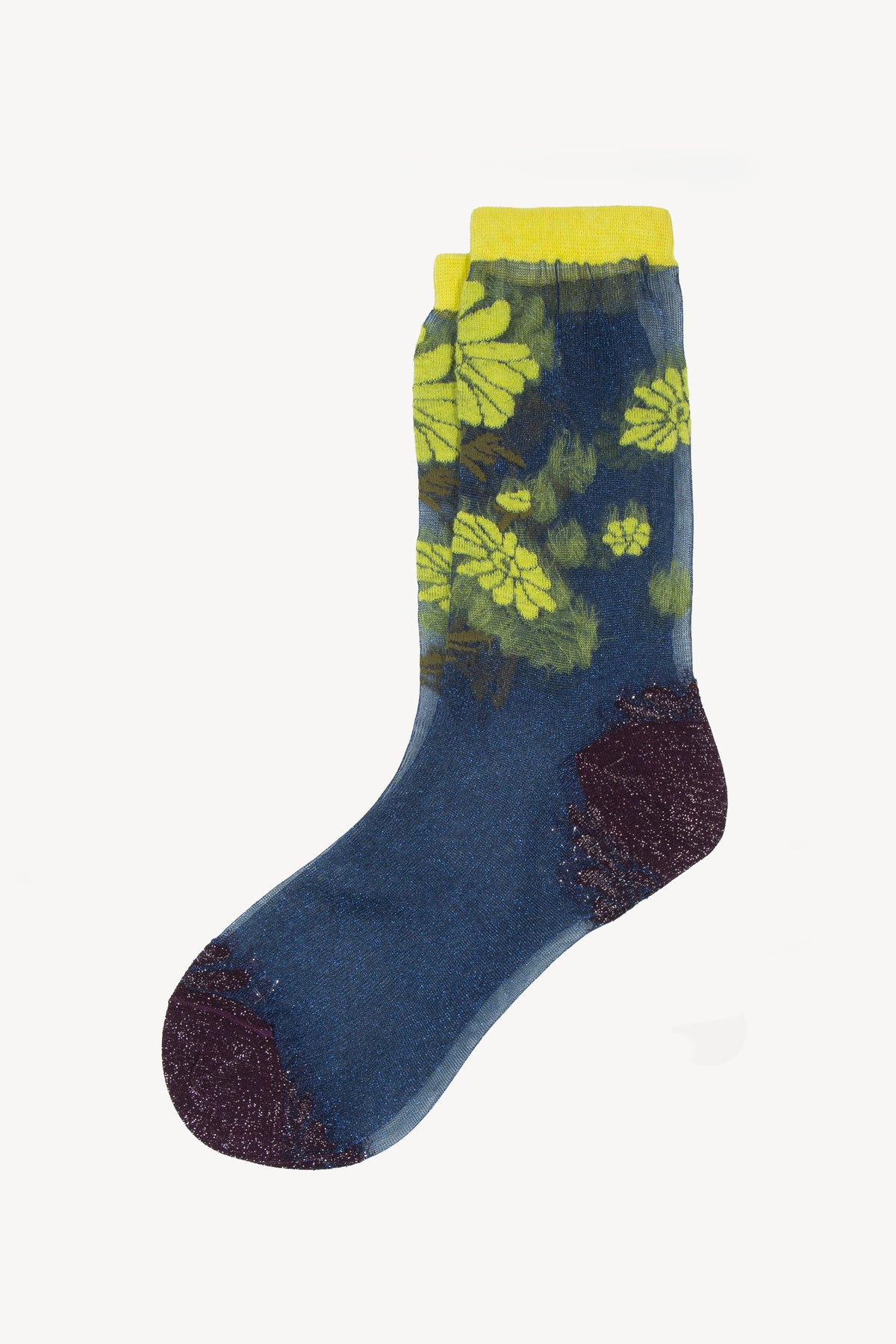 SHEER SOCKS FLOWERS BLUE