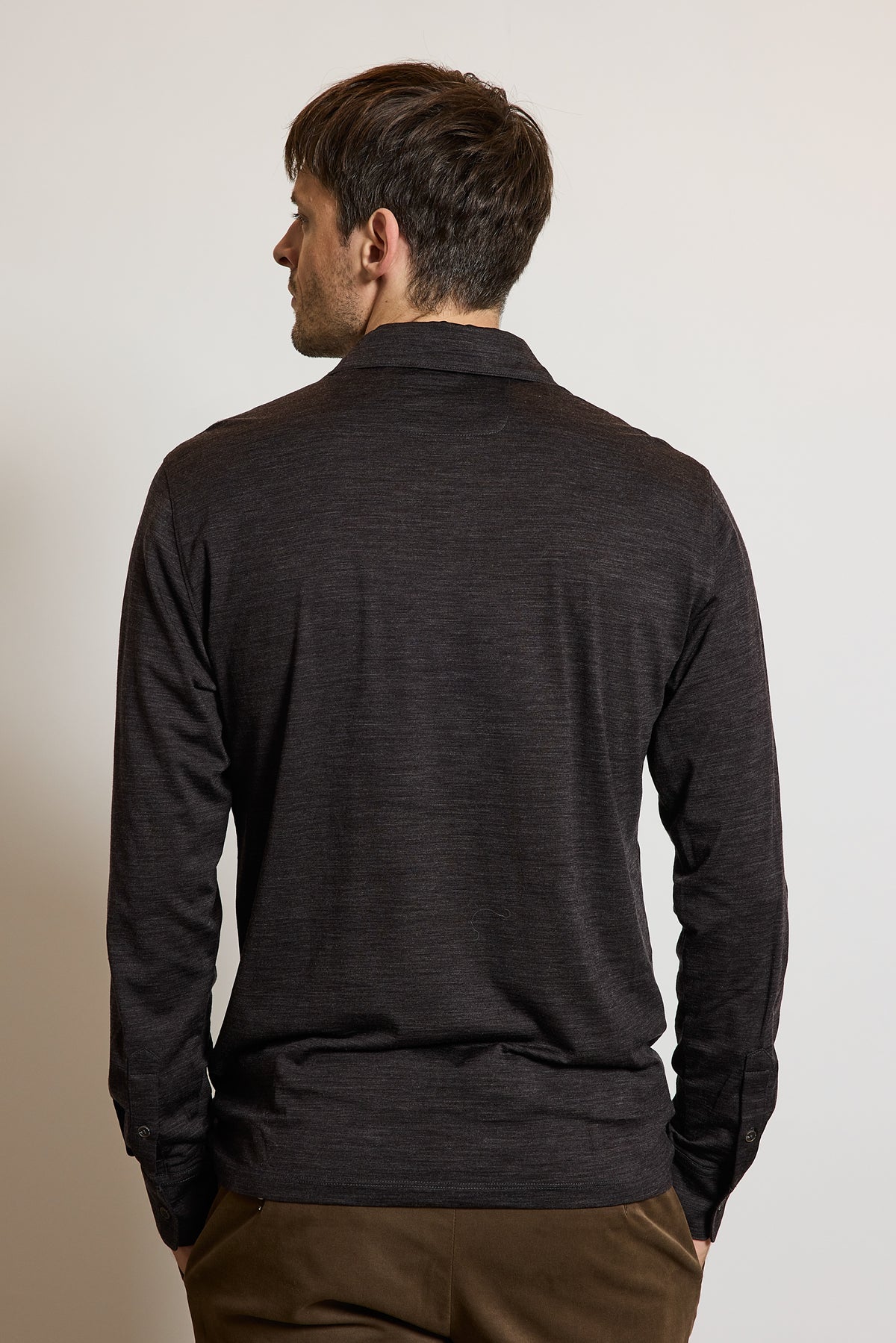 POLO EN JERSEY DE LAINE CHOCOLAT