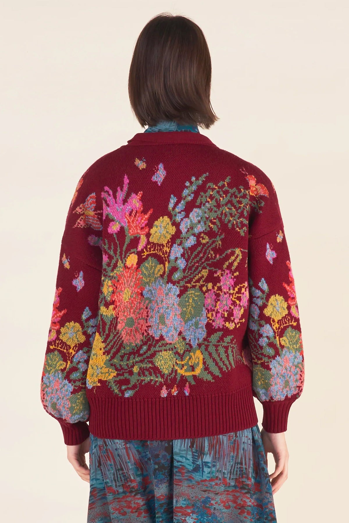 CARDIGAN JACQUARD BORDEAUX