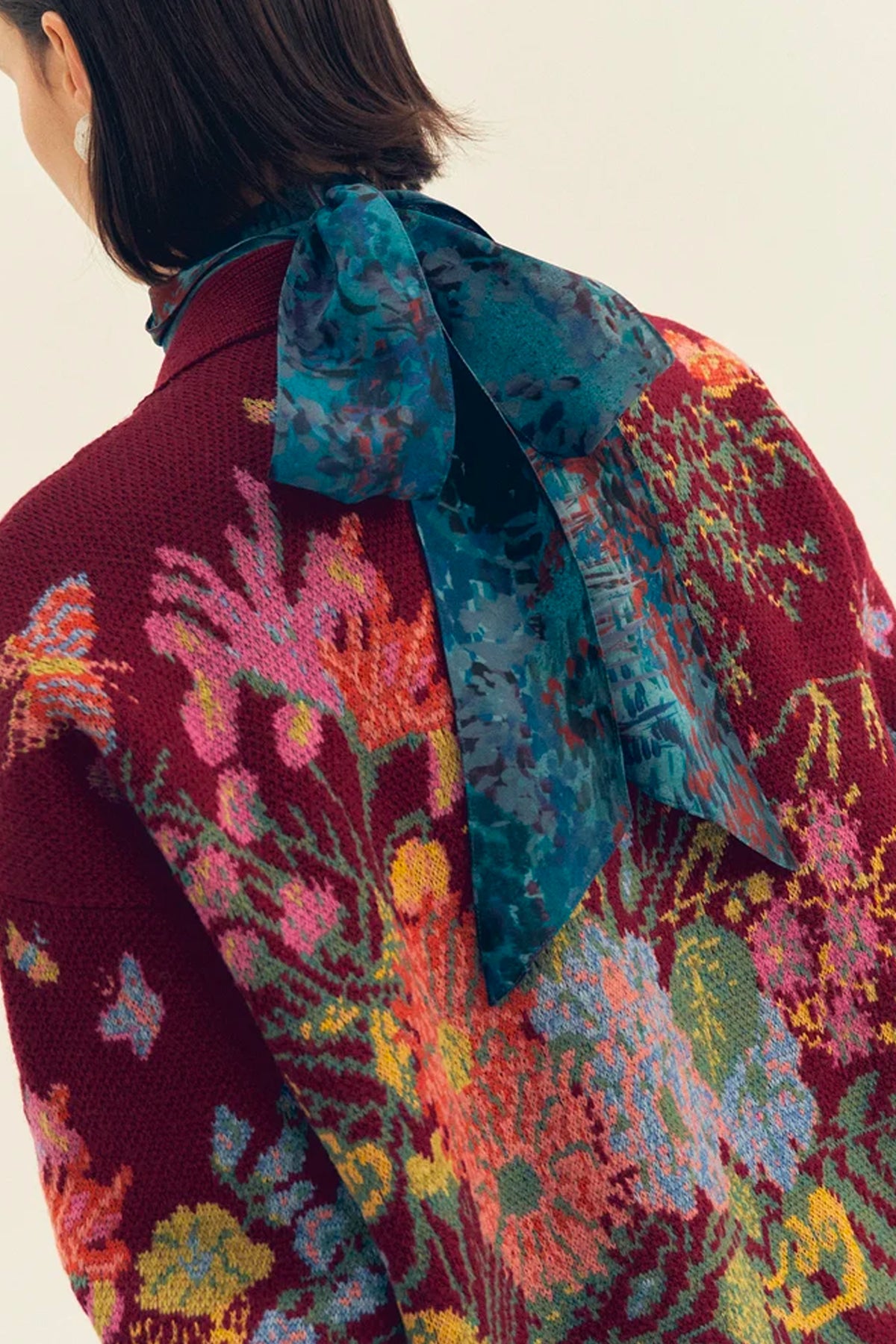 CARDIGAN JACQUARD BORDEAUX