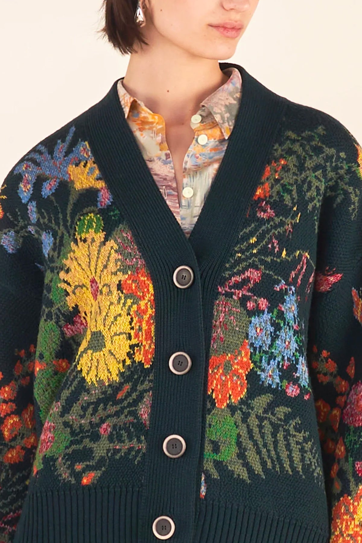 JACQUARD CARDIGAN GREEN