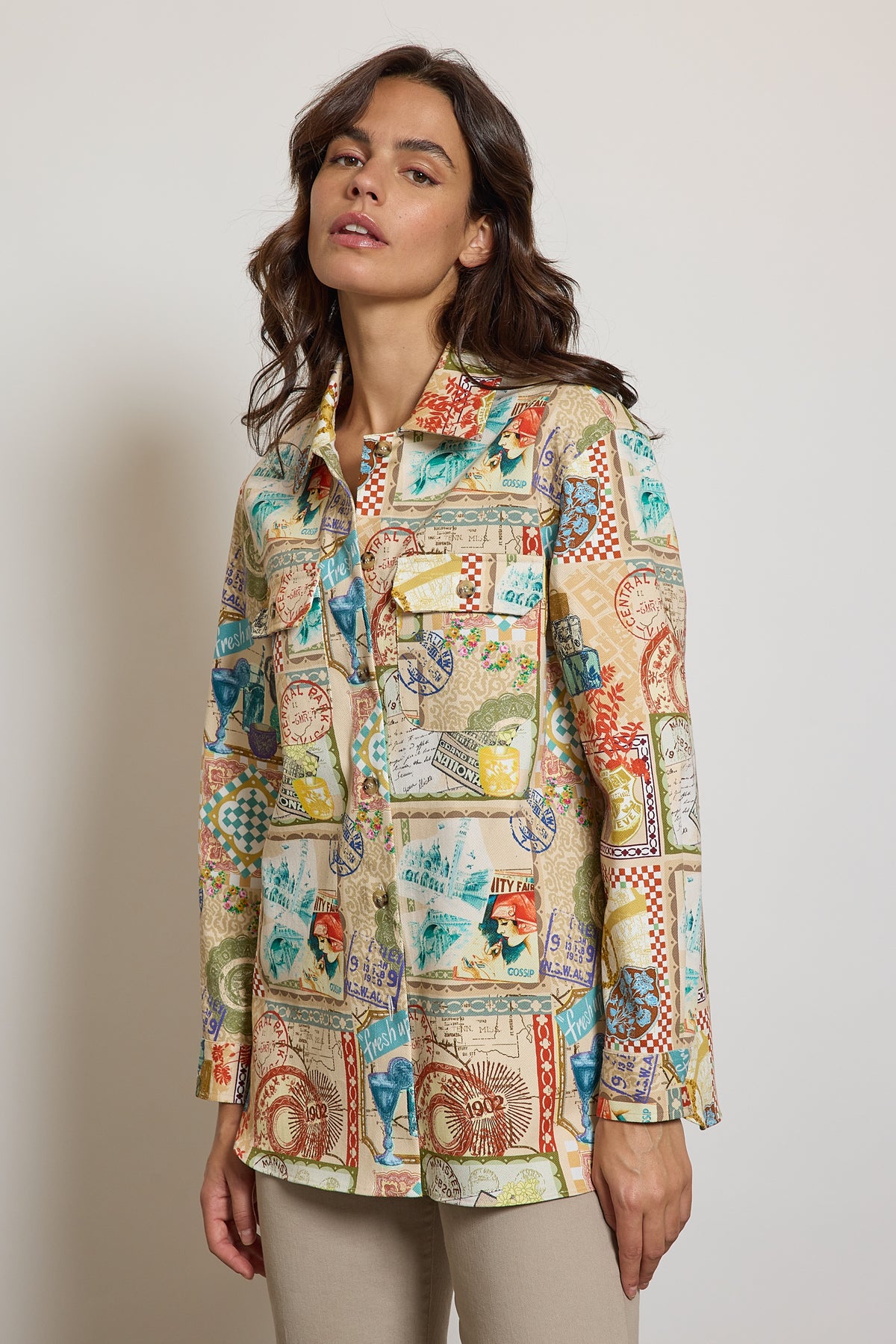 CHEMISE EN JEAN IMPRIMÉE MULTICOLORE