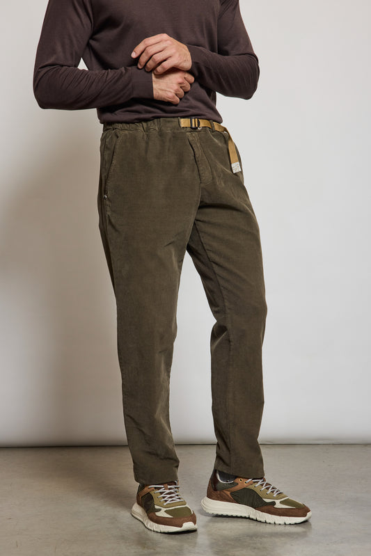 PANTALON EN VELOURS LISSE VERT DE GRIS