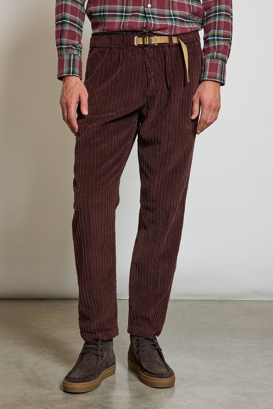 PANTALON EN VELOURS AUBERGINE