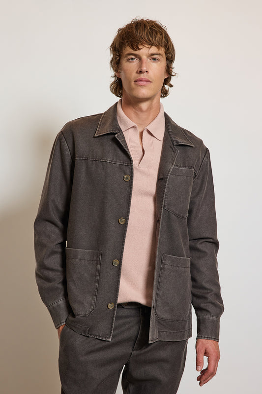 BLOUSON EN LAINE FROIDE CHOCOLAT