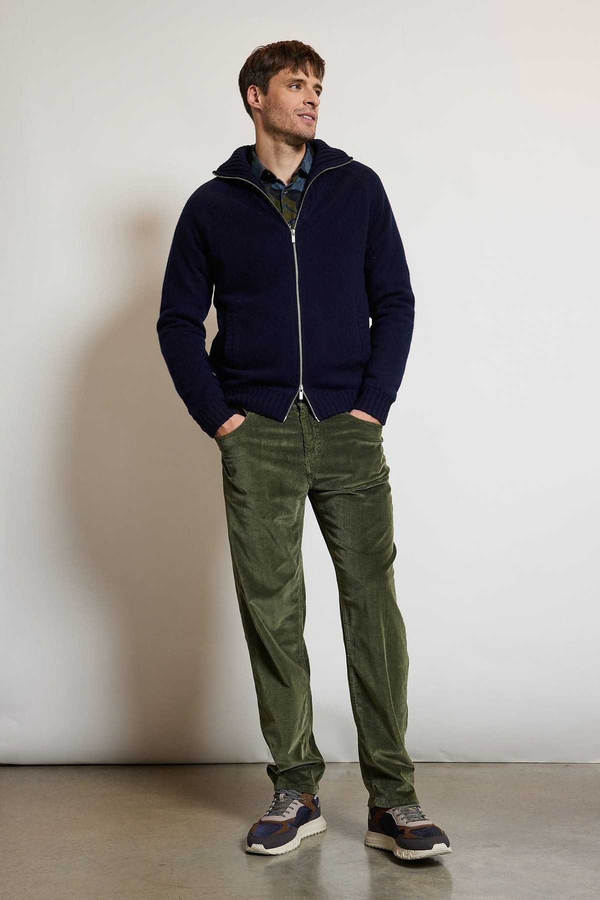 PANTALON VELOURS VERT ANGLAIS
