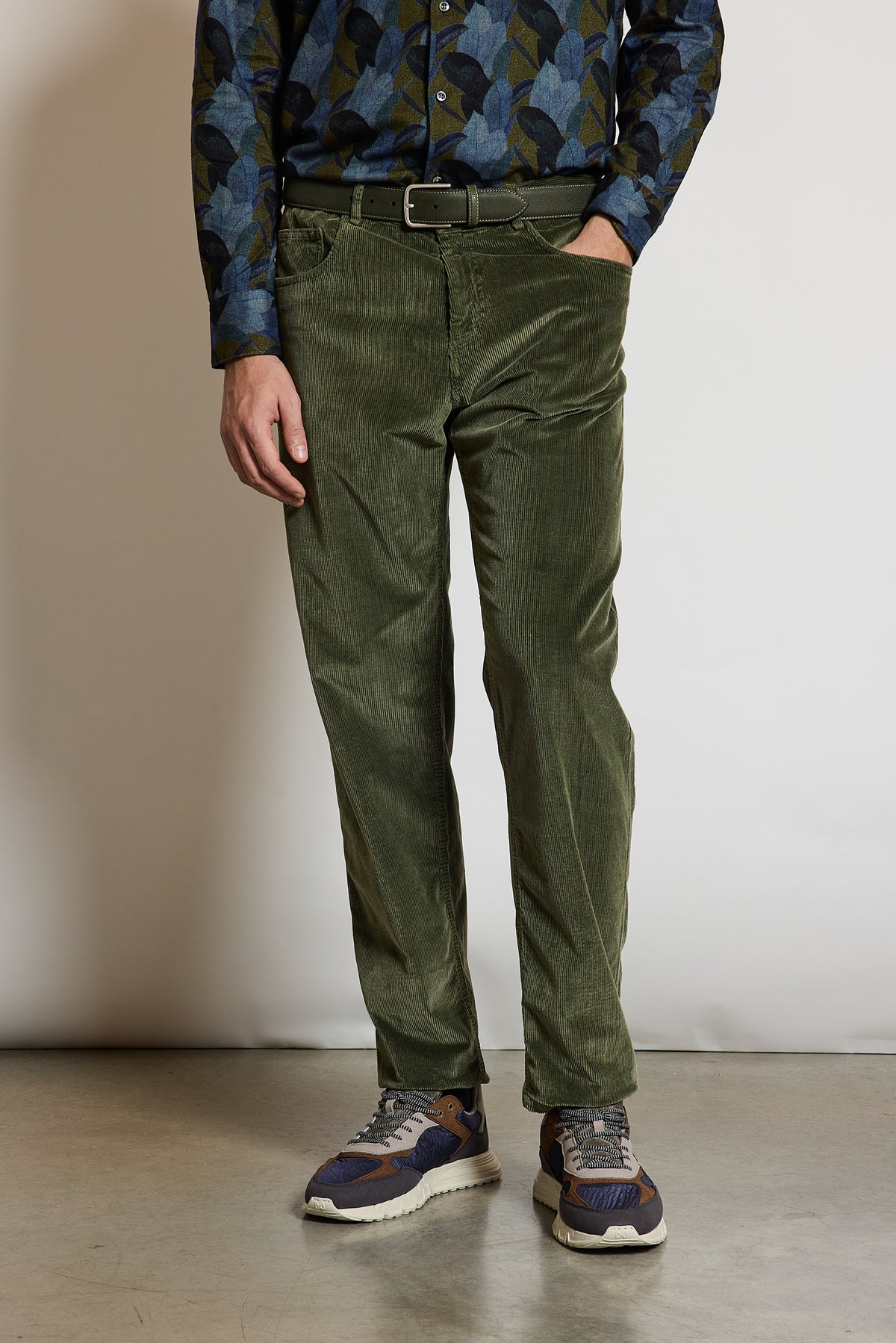 PANTALON VELOURS VERT ANGLAIS