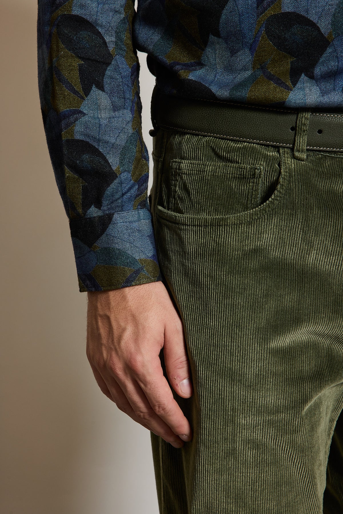 PANTALON VELOURS VERT ANGLAIS
