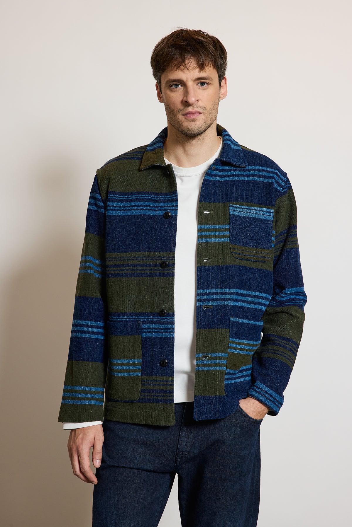 BLOUSON À RAYURES KAKI